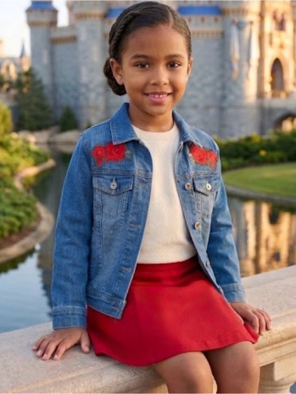 Disney Princess Beauty & the Beast Belle Embroidered Rose Denim Jacket 4T 110